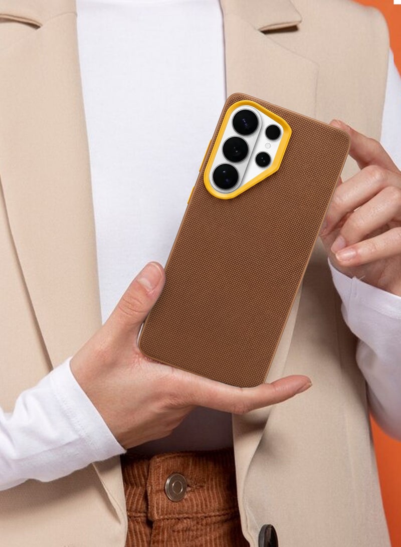 CATANES Samsung Galaxy S26 Ultra Vegan Leather Case Cover - Slim Fit - Raised Edges for Camera and Screen Protection - Light Brown - Image 4